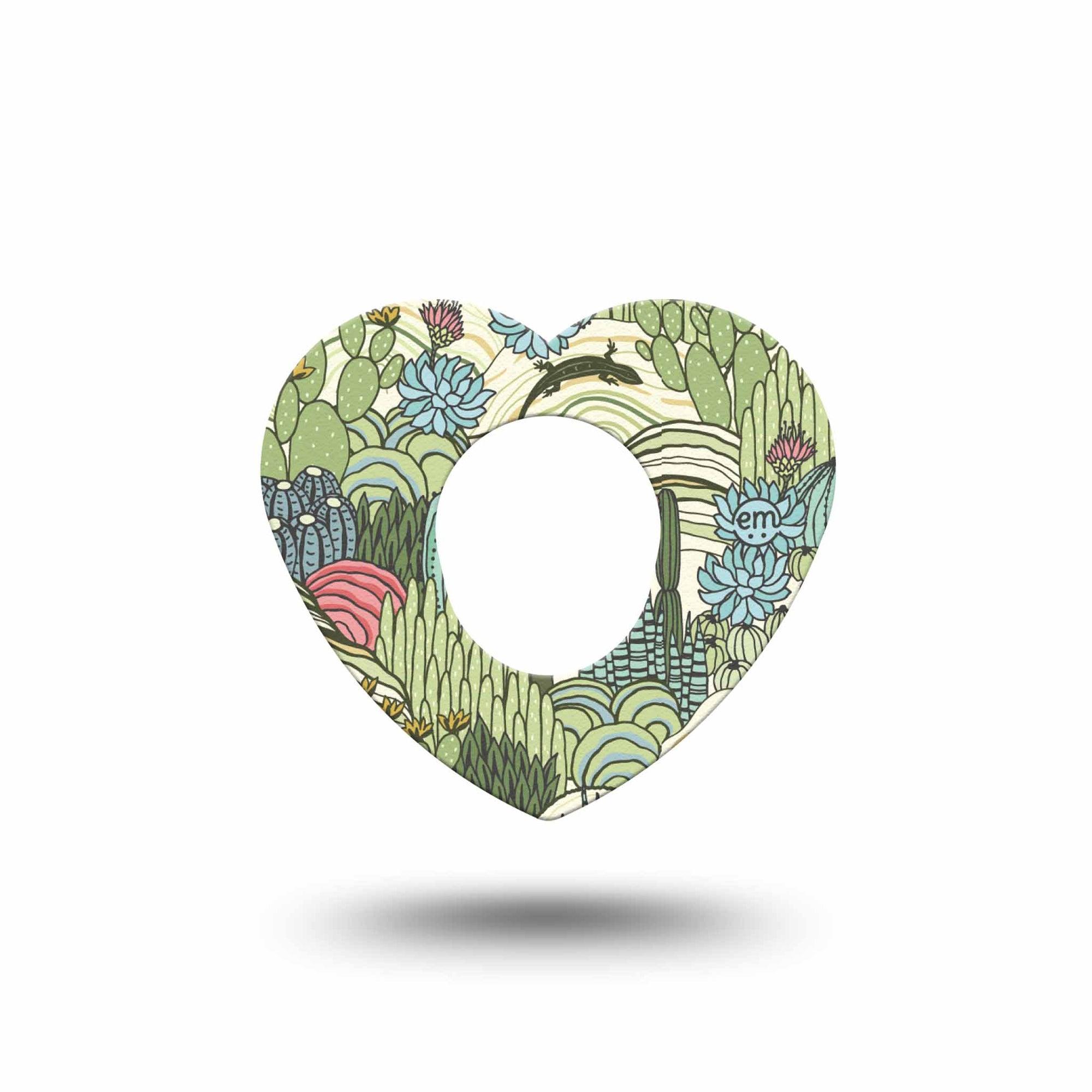 ExpressionMed Cactus Dexcom G7 Heart Shape Tape, Dexcom Stelo Glucose Biosensor System, Single Tape Succulent Garden Plants, Overlay Patch CGM Design