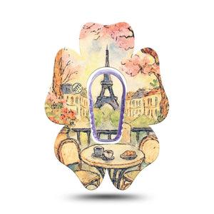 ExpressionMed Café Terrace Dexcom G6 Flower, Single Tape and Single Sticker Eiffel tower painting Adhesive Tape for CGM