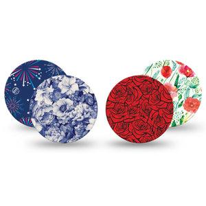 ExpressionMed Heritage Floral Freestyle Libre 3 and Libre 3 Plus OverPatch, 4-Pack Tape heritage flower pattern Plaster for CGM