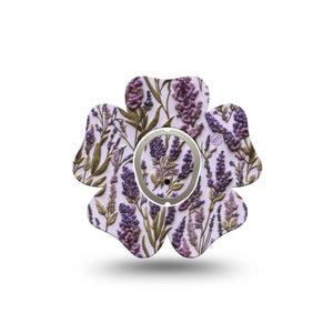 ExpressionMed Stitched Bloom Dexcom G7 and Dexcom Stelo Glucose Biosensor System Flower, Single Tape and Single Sticker Purple embroidery Patch for CGM