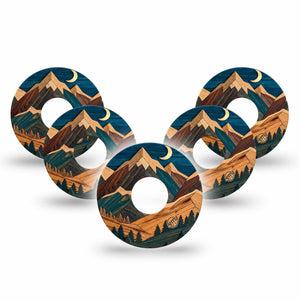 ExpressionMed Wood Mountains Freestyle Libre 3 and Libre 3 Plus, 5-Pack natural wood texture Sensor Decoration for CGM