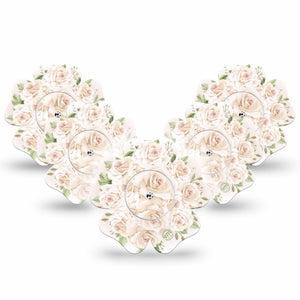 ExpressionMed Wedding Bouquet Freestyle Libre 2 and Libre 2 Plus Flower Shape Tape, Abbott Lingo,  5-Pack Tape and 5-Pack Sticker Garden Bridal, Fixing Ring Tape CGM Design