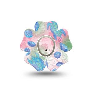 ExpressionMed Turtley One-derful Dexcom G7 and Dexcom Stelo Glucose Biosensor System Flower, Single Tape and Single Sticker Irrideceent like turtles seashells Patch for CGM