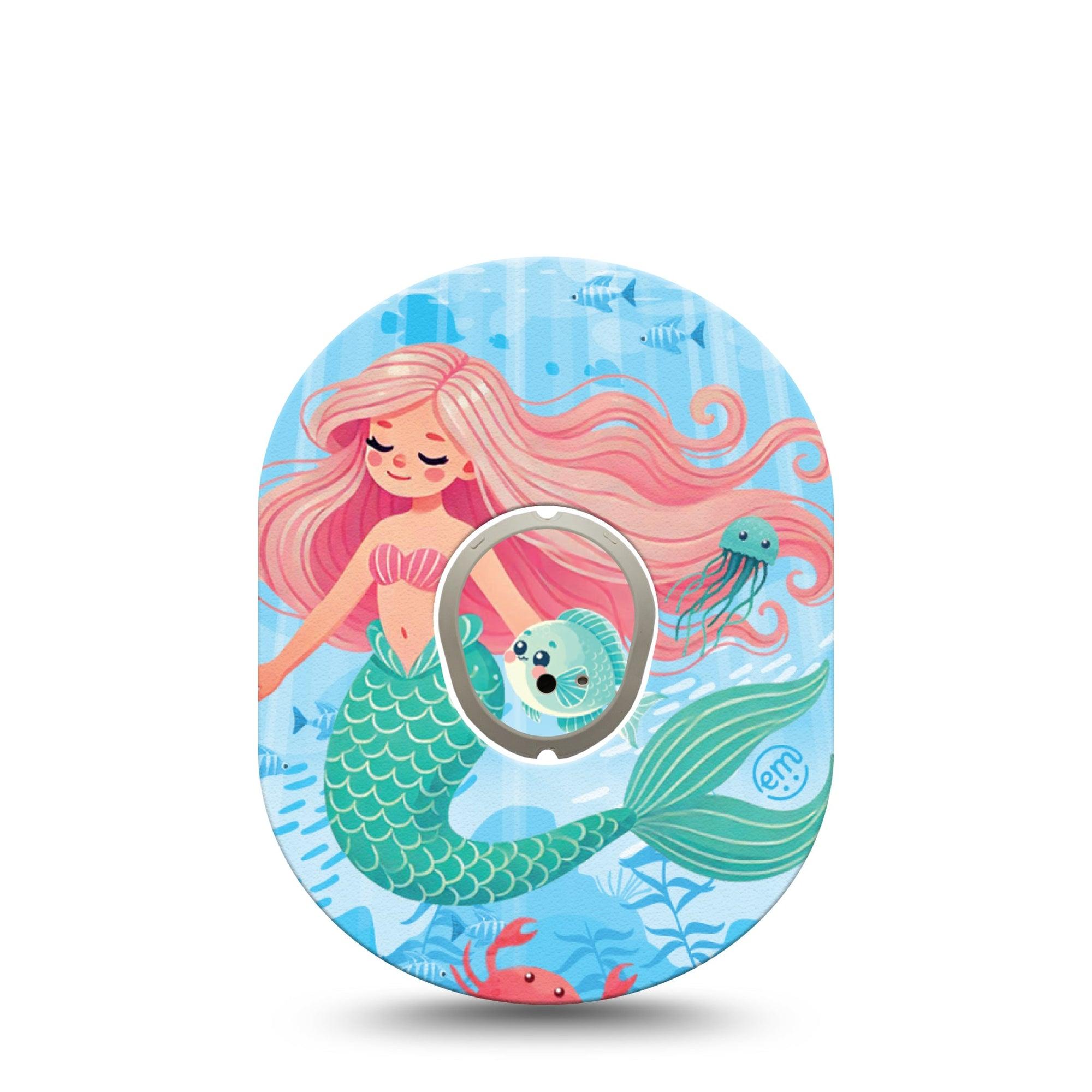 ExpressionMed Mermaid Dexcom G7 Tape, Dexcom Stelo Glucose Biosensor System, Single Tape and Single Sticker Water Mythical Creatures, Overlay Tape CGM Design