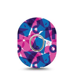 ExpressionMed Violet Vortex Dexcom G7 Sticker and Tape, Dexcom Stelo Glucose Biosensor System,  Circle Square Triangle Print, Vinyl Sticker and Tape Pairing Continuous Glucose Monitor Design