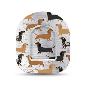 ExpressionMed Dancing Dachshunds Omnipod Surface Center Sticker and Mini Tape Playful Dogs Themed Vinyl Sticker and Tape Design Pump Design