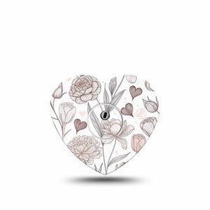 ExpressionMed Minimalist Botanical Freestyle Libre 3 and Libre 3 Plus Heart, Single Tape and Single Sticker Subtle plant illustration Patch for CGM