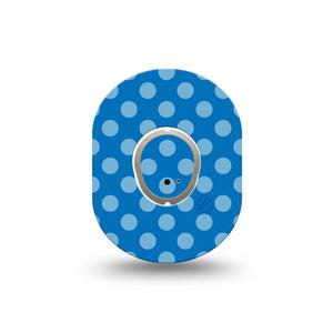 ExpressionMed Blue Polka Dots Dexcom G7 Mini Tape, Dexcom Stelo Glucose Biosensor System, Single Tape and Single Sticker Minimalist Blue Dots, Patch Continuous Glucose Monitor Design