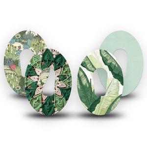 ExpressionMed Tropical Greens Dexcom G6, 4-Pack Tape palm leaf style Decorative Adhesive Tape for CGM