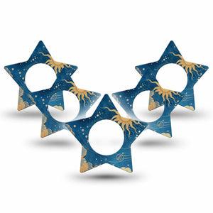 ExpressionMed Mystic Skies Freestyle Libre, Libre 2 Plus, and Abbott Lingo Star, 5-Pack sun and clouds illustration Accessories for Continuous Glucose Monitor