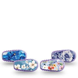 ExpressionMed Blue Petals Dexcom G6 Sticker, 4-Pack Sticker Pale and cerulean blues Adhesive Tape for CGM