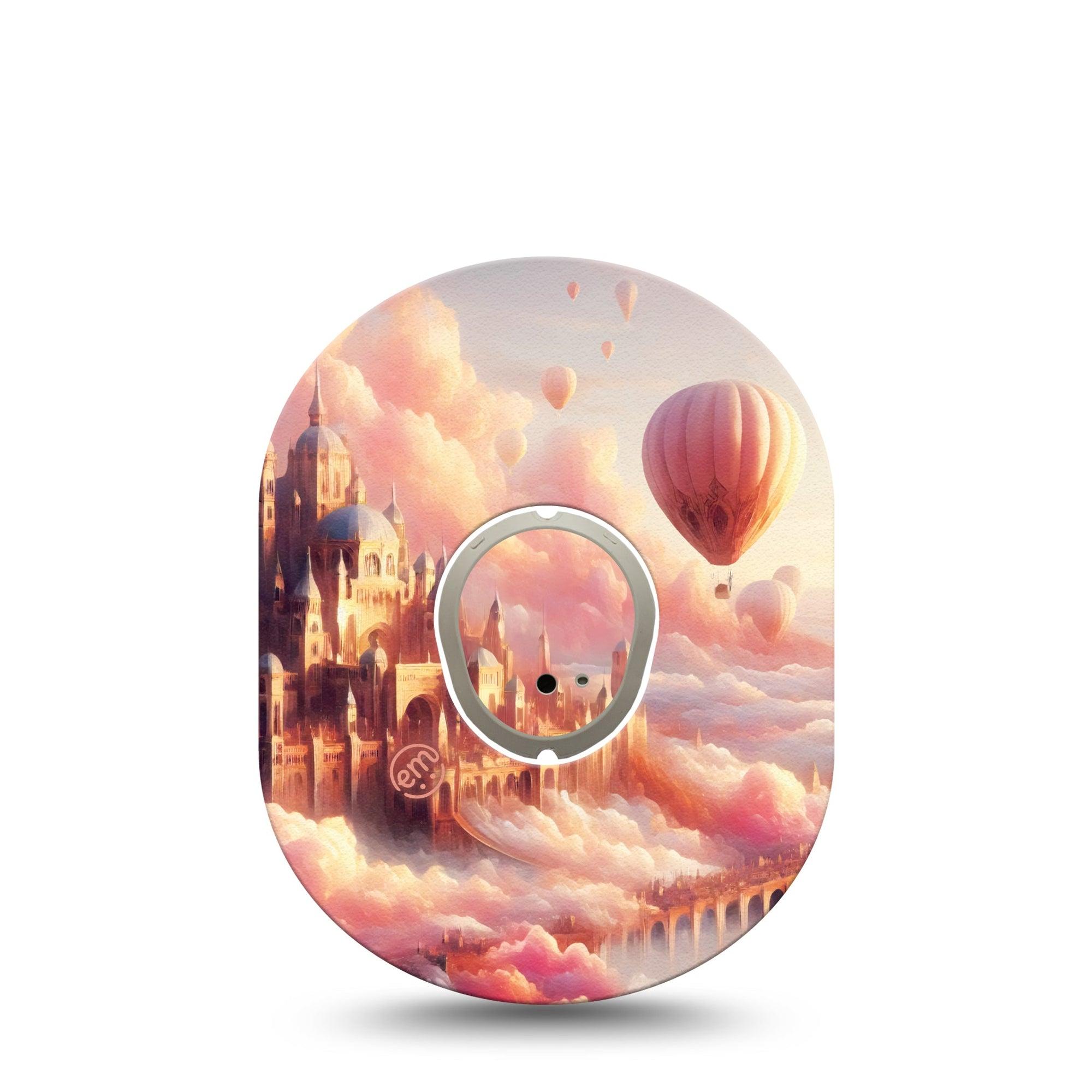 ExpressionMed Dreamy Skies Dexcom G7 Tape, Dexcom Stelo Glucose Biosensor System, Single Tape and Single Sticker Clouds Castle, Overlay Tape CGM Design