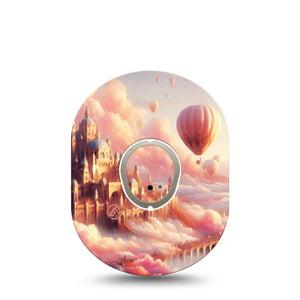 ExpressionMed Dreamy Skies Dexcom G7 Tape, Dexcom Stelo Glucose Biosensor System, Single Tape and Single Sticker Clouds Castle, Overlay Tape CGM Design