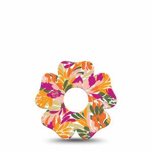 ExpressionMed Retro Brush Stroke Freestyle Libre 3 and Libre 3 Plus Flower Shape Tape Single Tape Vivid-Toned Painted Stroke, Overlay Tape CGM Design
