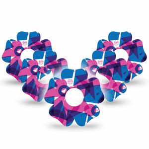 ExpressionMed Violet Vortex Freestyle Libre 3 and Libre 3 Plus Flower Shape Tape 5-Pack Tape Plant-Like Brush Painted Print, Overlay Tape CGM Design