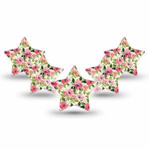 ExpressionMed Painter’s Cosmos Freestyle Libre 3 and Libre 3 Plus Star, 5-Pack Tape and 5-Pack Sticker Muted tone florals Fixing Ring Patch for Continuous Glucose Monitor