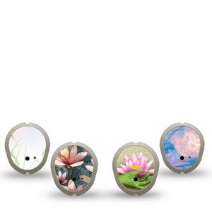 ExpressionMed Pondside Variety Pack Dexcom G7 Sticker, Dexcom Stelo Glucose Biosensor System, 4-Pack Sticker Variety Lily Pad Frog Inspired, Vinyl Decoration Continuous Glucose Monitor Design