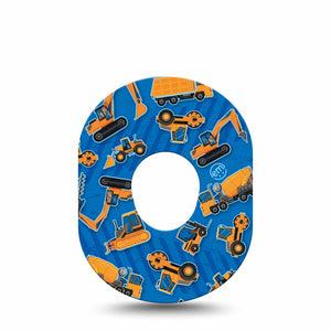 ExpressionMed Construction Trucks Dexcom G7 Tape, Dexcom Stelo Glucose Biosensor System, Single Tape Orange Construction Trucks, Overlay Tape CGM Design