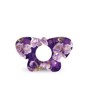 ExpressionMed Plum Gold Infusion Butterfly, 5-Pack Painted hibiscus Vinyl Decoration For Insulin Pump