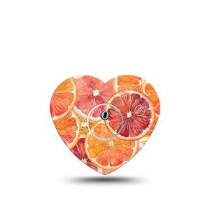 ExpressionMed Oranges Freestyle Libre 3 and Libre 3 Plus Heart, Single Tape and Single Sticker Hand-painted orange slices Patch for CGM