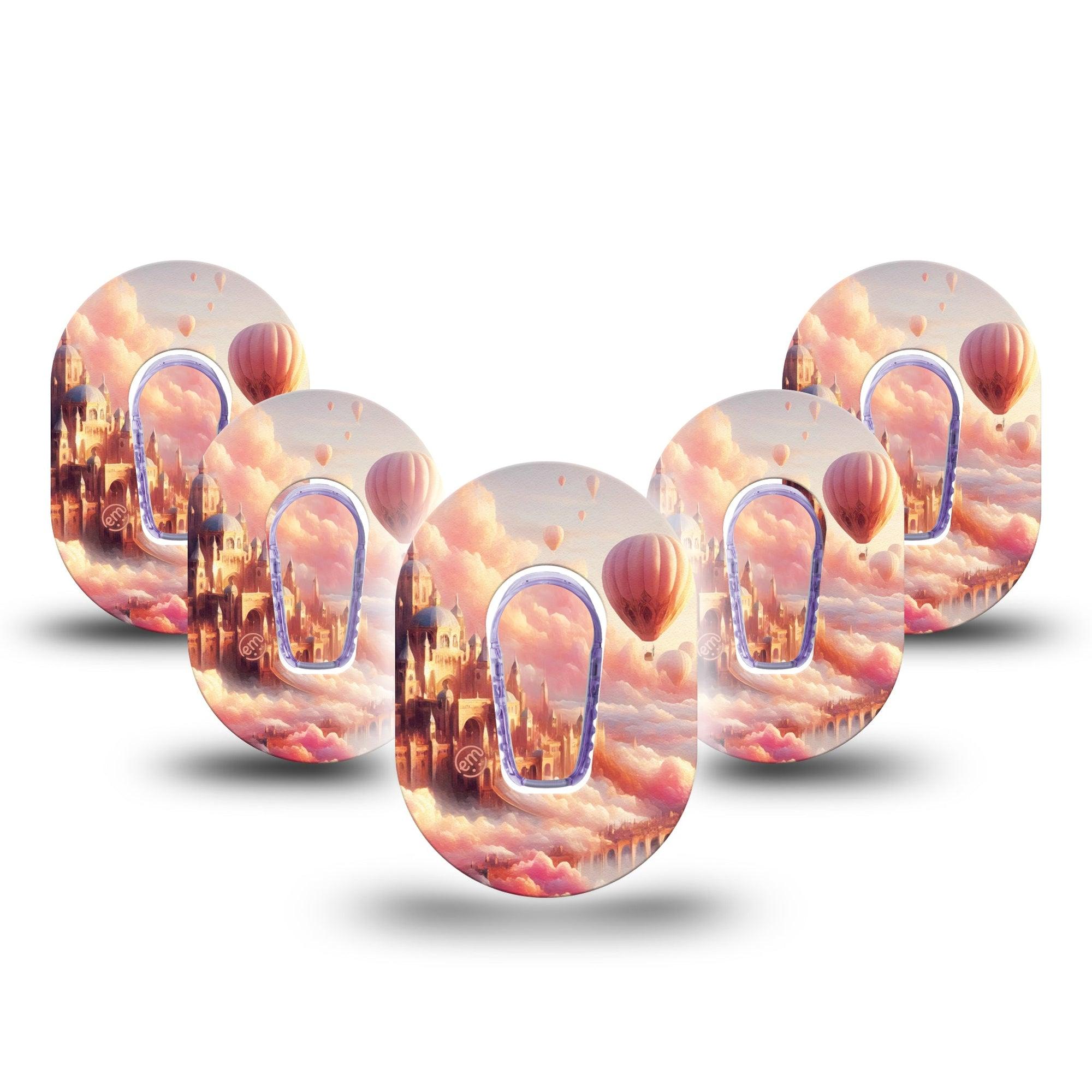 ExpressionMed Dreamy Skies Dexcom G6 Mini Tape, 5-Pack Tape and 5-Pack Sticker Surreal Landscape, Adhesive Tape CGM Design