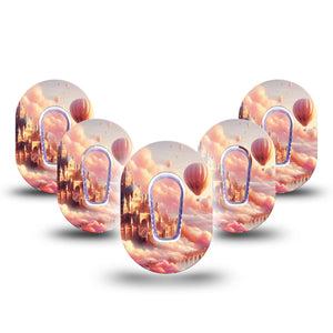 ExpressionMed Dreamy Skies Dexcom G6 Mini Tape, 5-Pack Tape and 5-Pack Sticker Surreal Landscape, Adhesive Tape CGM Design