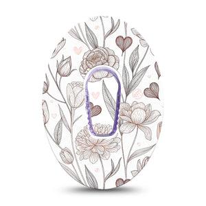 ExpressionMed Minimalist Botanical Dexcom G6, Single Tape and Single Sticker Subtle plant illustration Sensor Cover for Continuous Glucose Monitor