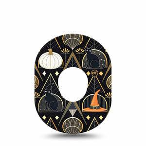 ExpressionMed Art Deco Halloween Dexcom G7 Tape, Dexcom Stelo Glucose Biosensor System, Single Tape Spooky Art Deco Inspired, Overlay Tape CGM Design