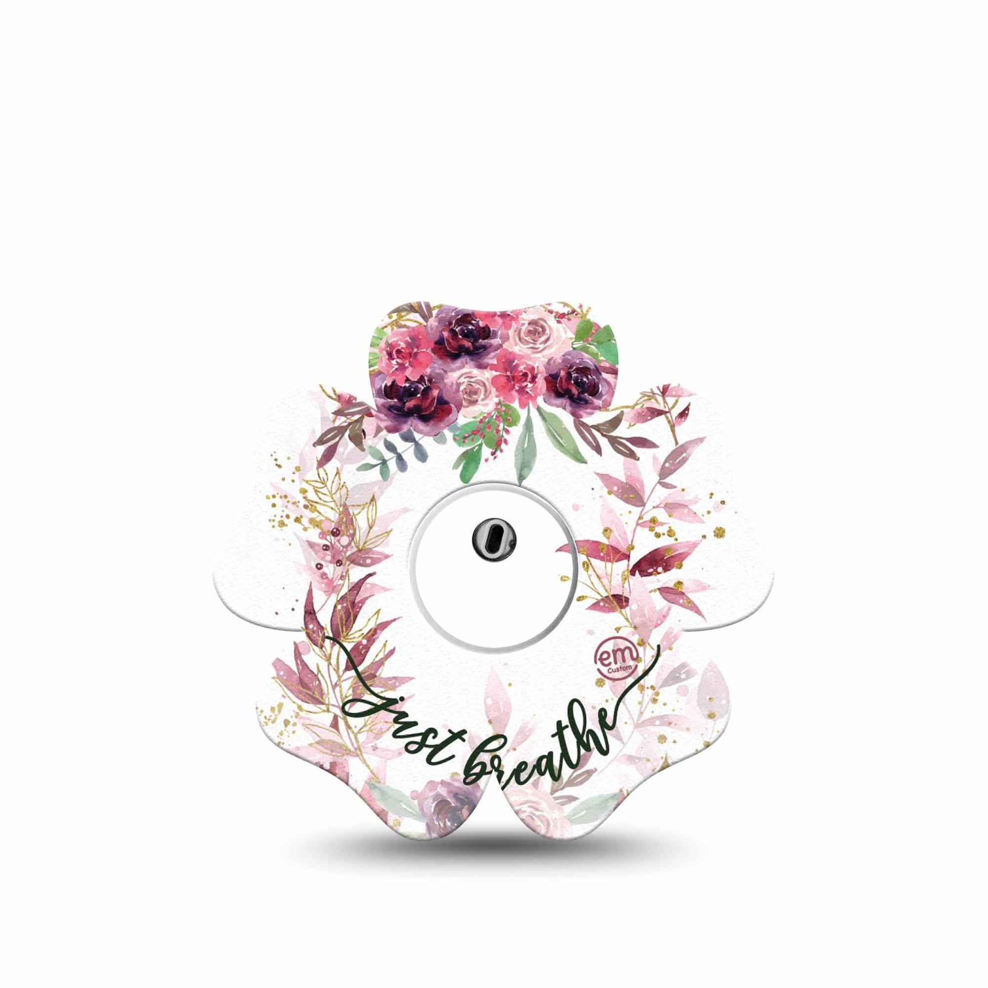 ExpressionMed Just Breathe Freestyle Libre 3 and Libre 3 Plus Flower Shape Tape Single Tape and Single Sticker Mindful Breathing, Plaster CGM Design