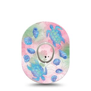 ExpressionMed Turtley One-derful Dexcom G7 and Dexcom Stelo Glucose Biosensor System, Single Tape and Single Sticker Girly beachy motifs Overlay Patch for CGM