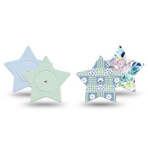 ExpressionMed Soft Balance Freestyle Libre, Libre 2 Plus, and Abbott Lingo Star, tape and sticker  Patchwork blue green flowers Waterproof Sensor Cover for CGM