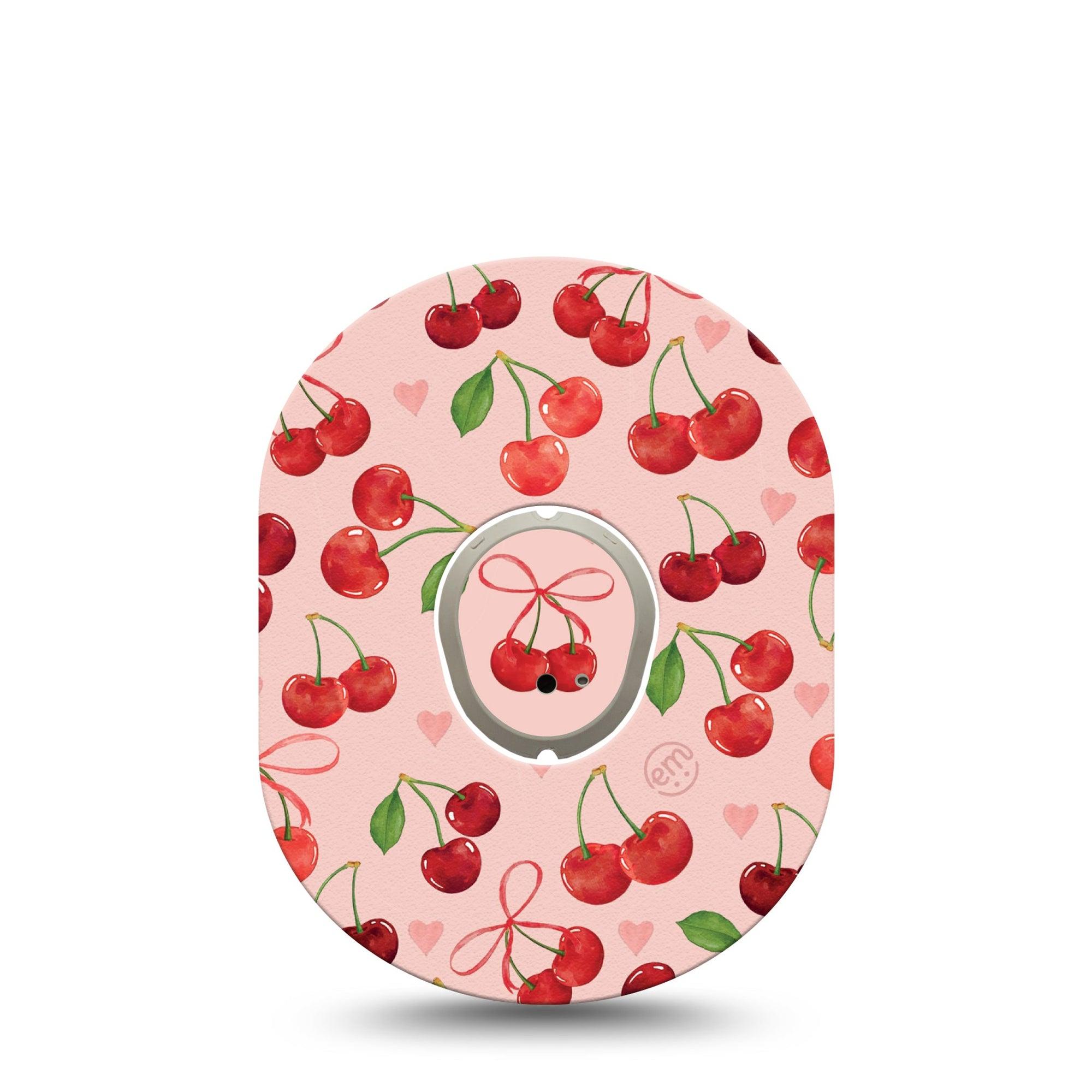 ExpressionMed Cherries Dexcom G7 Tape, Dexcom Stelo Glucose Biosensor System, Single Tape and Single Sticker Summer Fruit, Overlay Tape CGM Design