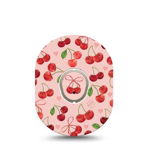 ExpressionMed Cherries Dexcom G7 Tape, Dexcom Stelo Glucose Biosensor System, Single Tape and Single Sticker Summer Fruit, Overlay Tape CGM Design