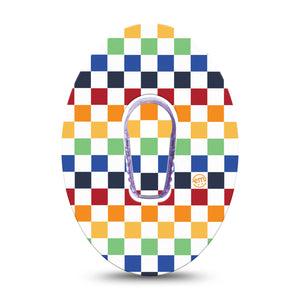 ExpressionMed Rainbow Checkerboard Dexcom G6 Sticker and Tape  Rainbow Checked, Vinyl Sticker and Tape Design CGM Design