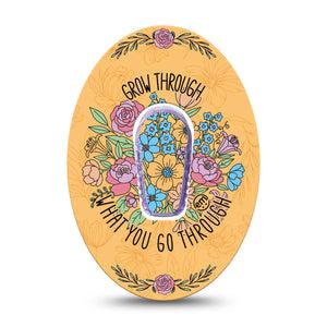 ExpressionMed Strength in Bloom Dexcom G6, Single Tape and Single Sticker Wise quote and bouquet Sensor Cover for Continuous Glucose Monitor