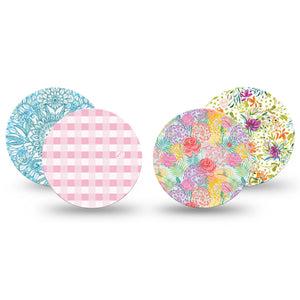 ExpressionMed Fresh Greenery Dexcom G7 and Dexcom Stelo Glucose Biosensor System OverPatch, 4-Pack Tape Light bright petals Overlay Tape for CGM