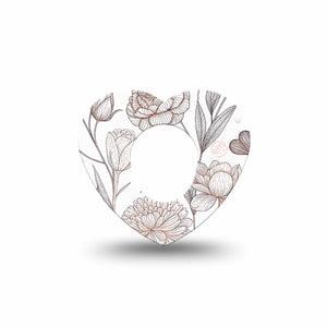 ExpressionMed Minimalist Botanical Dexcom G7 and Dexcom Stelo Glucose Biosensor System Heart, Single Tape Clean plant linework Decorative Patch for CGM
