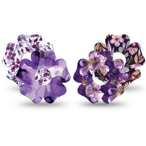 ExpressionMed Moody Plum Freestyle Libre 3 and Libre 3 Plus Flower, 4-Pack Tape Deep berry florals Adhesive Tape for Continuous Glucose Monitor