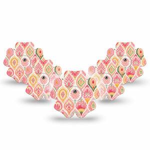 ExpressionMed Blush Freestyle Libre 3 and Libre 3 Plus Flower, 5-Pack Tape and 5-Pack Sticker minimal pink aesthetic Waterproof Plaster for Continuous Glucose Monitor