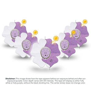 ExpressionMed Solar Violet Dexcom G7 Flower Shape Tape, Dexcom Stelo Glucose Biosensor System, 5-Pack Tape and 5-Pack Sticker Light-Reactive Purple, Plaster CGM Design