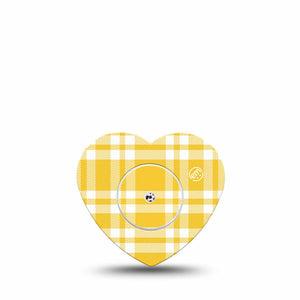 ExpressionMed yellow gingham Freestyle Libre, Libre 2 Plus, and Abbott Lingo Heart, Single Tape and Single Sticker Sunny checker print Decorative Adhesive Tape for CGM