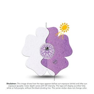 ExpressionMed Solar Violet Freestyle Libre 3 and Libre 3 Plus Flower Shape Tape, Single Tape and Single Sticker UV-Sensitive Color, Overlay Tape CGM Design