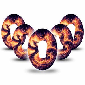 ExpressionMed Rising Phoenix Dexcom G6 Tape, 5-Pack Tape Phoenix Symbolism, Plaster Continuous Glucose Monitor Design