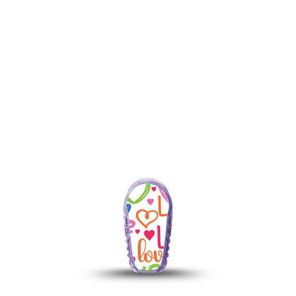 ExpressionMed Abundance of Love Dexcom G6 Sticker Single Sticker Only Pink Orange Blue Hearts And Love, Decorative Decal CGM Design