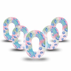 ExpressionMed Turtley One-derful Dexcom G6 Mini, 5-Pack Girly beachy motifs Waterproof Plaster for Continuous Glucose Monitor