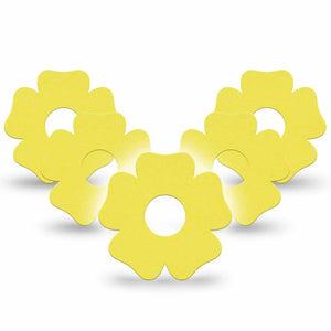 ExpressionMed Butter Yellow Freestyle Libre 3 and Libre 3 Plus Flower Shape Tape, 5-Pack Tape Warm Yellow, Overlay Tape CGM Design