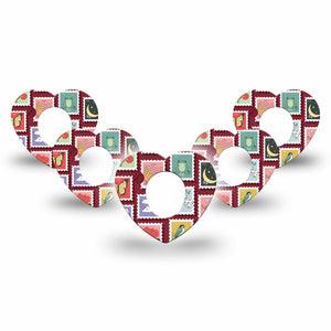ExpressionMed Postage Stamp Dexcom G7 and Dexcom Stelo Glucose Biosensor System Heart, 5-Pack Fun postage stamps Waterproof Adhesive Tape for Continuous Glucose Monitor