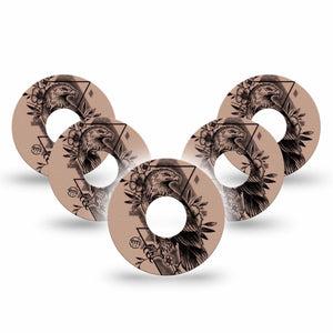 ExpressionMed Hawk Freestyle Libre 3 and Libre 3 Plus Tape, 5-Pack Tape Triangle Bird Tattoo, Adhesive Tape Continuous Glucose Monitor Design