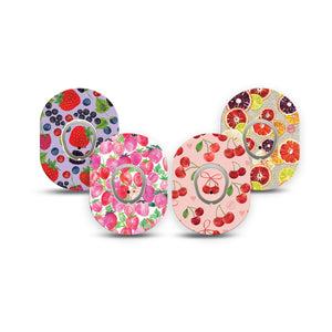 ExpressionMed Berrylicious Variety Pack Dexcom G7 Mini Tape, Dexcom Stelo Glucose Biosensor System, 4-Pack Tape and 4-Pack Sticker Variety Pinks and Purples Fruit, Patch Continuous Glucose Monitor Design