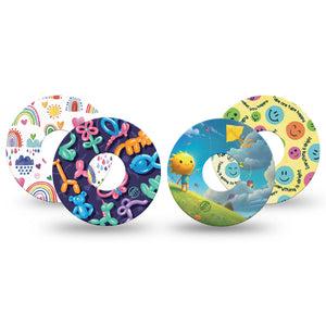 ExpressionMed Breezy Days Variety Pack Freestyle Libre 3 and Libre 3 Plus Tape, 4-Pack Tape Variety Flying Kites and Balloons, Adhesive Tape Continuous Glucose Monitor Design